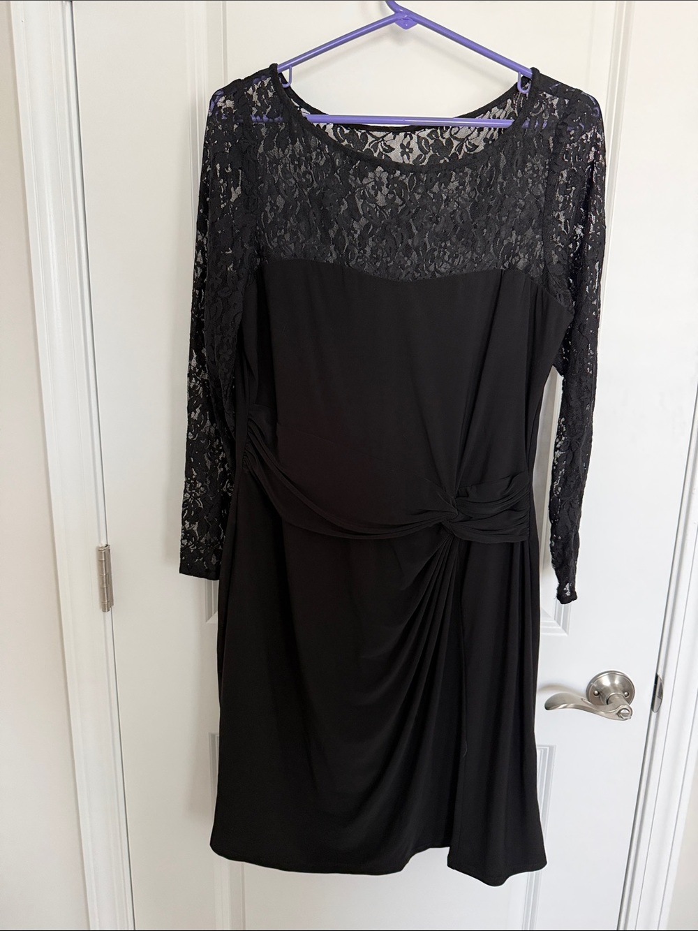 Chaps by Ralph Lauren Elegant Black Lace-Accent Women’s Dress